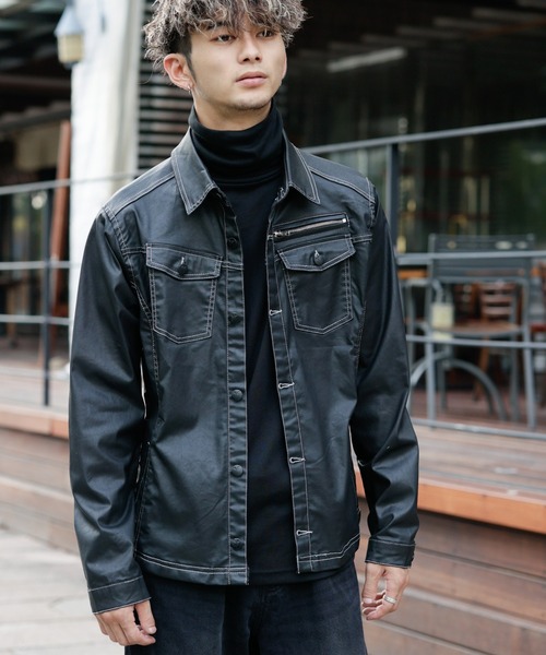 London Denim(ロンドンデニム)の「Erith Denim Shirt/ブラックコーティング オーバーシャツ ブルゾン(デニムジャケット・メンズ・ブラック・SMALL/MEDIUM)」の20枚目の写真