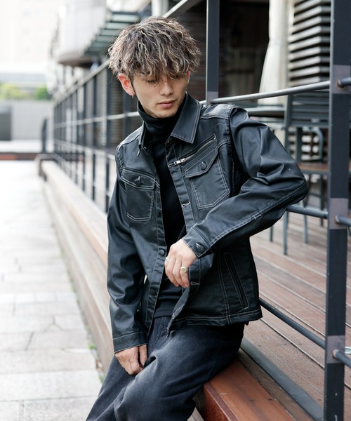London Denim(ロンドンデニム)の「Erith Denim Shirt/ブラックコーティング オーバーシャツ ブルゾン(デニムジャケット・メンズ・ブラック・SMALL/MEDIUM)」の21枚目の写真