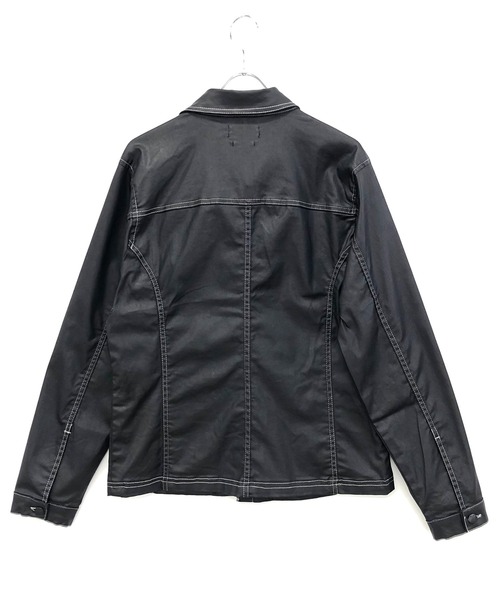London Denim(ロンドンデニム)の「Erith Denim Shirt/ブラックコーティング オーバーシャツ ブルゾン(デニムジャケット・メンズ・ブラック・SMALL/MEDIUM)」の4枚目の写真