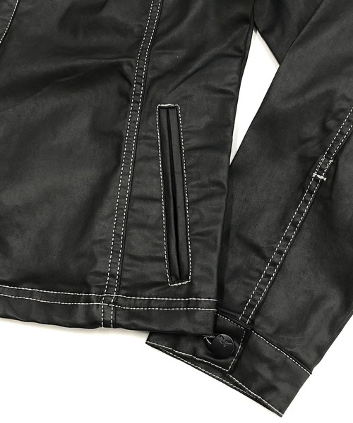 London Denim(ロンドンデニム)の「Erith Denim Shirt/ブラックコーティング オーバーシャツ ブルゾン(デニムジャケット・メンズ・ブラック・SMALL/MEDIUM)」の8枚目の写真