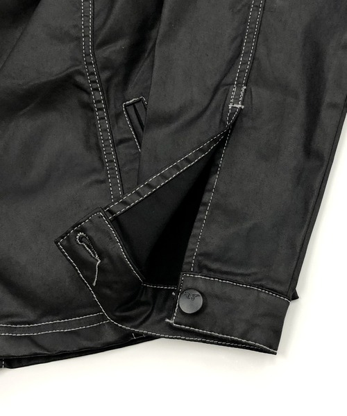 London Denim(ロンドンデニム)の「Erith Denim Shirt/ブラックコーティング オーバーシャツ ブルゾン(デニムジャケット・メンズ・ブラック・SMALL/MEDIUM)」の9枚目の写真