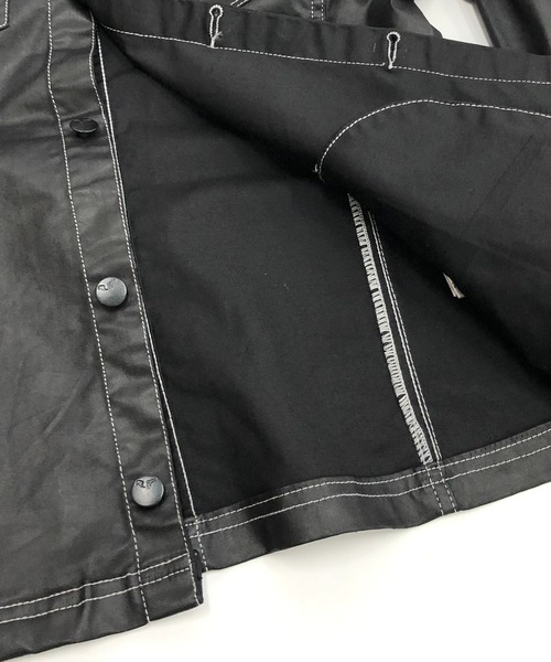London Denim(ロンドンデニム)の「Erith Denim Shirt/ブラックコーティング オーバーシャツ ブルゾン(デニムジャケット・メンズ・ブラック・SMALL/MEDIUM)」の12枚目の写真