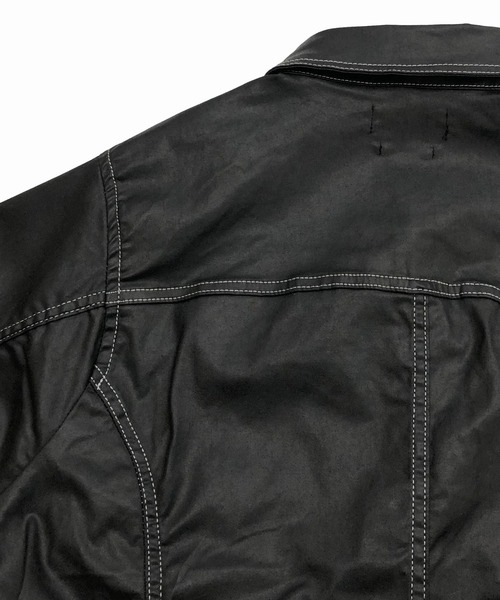 London Denim(ロンドンデニム)の「Erith Denim Shirt/ブラックコーティング オーバーシャツ ブルゾン(デニムジャケット・メンズ・ブラック・SMALL/MEDIUM)」の13枚目の写真