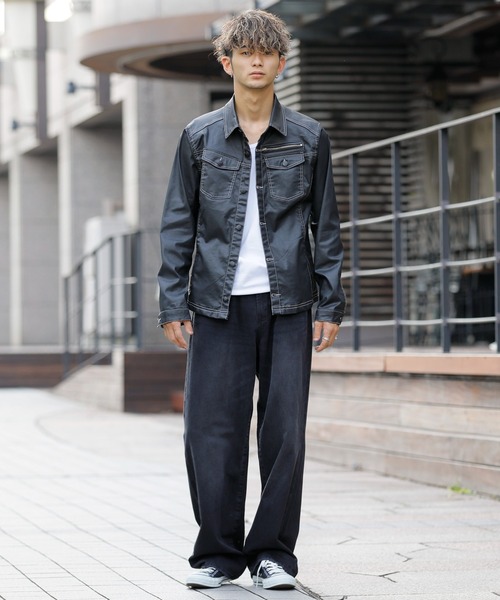 London Denim(ロンドンデニム)の「Erith Denim Shirt/ブラックコーティング オーバーシャツ ブルゾン(デニムジャケット・メンズ・ブラック・SMALL/MEDIUM)」の18枚目の写真