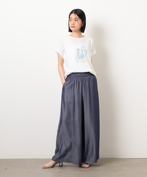 COMME CA ISM(コムサイズム)の「スタッズ 箔ライン付き プリントTシャツ(Tシャツ/カットソー・レディース・アイボリー/ホワイト・FREE)」の5枚目の写真