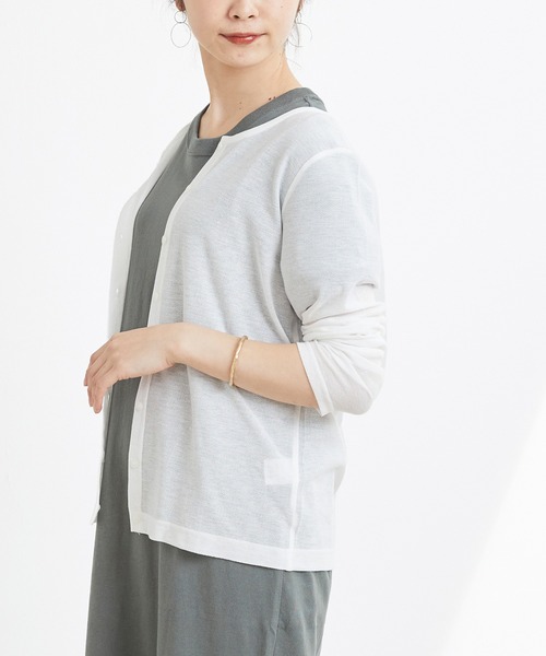 welleg(ウェレッグ)の「UVカット Uネック カーディガン(カーディガン/ボレロ・レディース・ピンク/ホワイト/ネイビー/イエロー/ベージュ/ブラック/グレー・L/LL/M)」の12枚目の写真