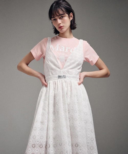 セール】MAXI DRESS V NECK EYELET / マキシ ドレス Vネック