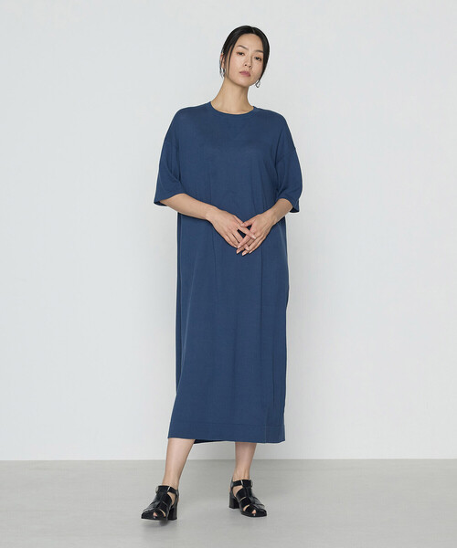 COMME CA（コムサ）の「14G強撚天竺編 ニットワンピース（ワンピース・レディース・ブルー/グレー・FREE）」の2枚目の写真