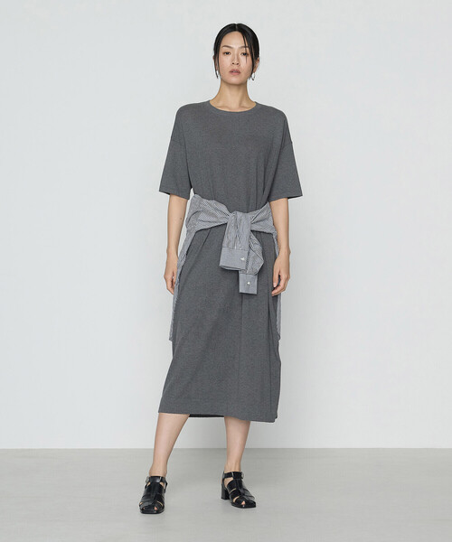 COMME CA（コムサ）の「14G強撚天竺編 ニットワンピース（ワンピース・レディース・ブルー/グレー・FREE）」の3枚目の写真