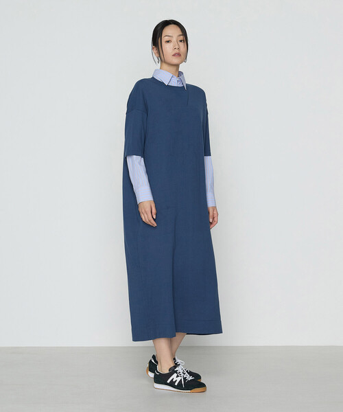 COMME CA（コムサ）の「14G強撚天竺編 ニットワンピース（ワンピース・レディース・ブルー/グレー・FREE）」の7枚目の写真
