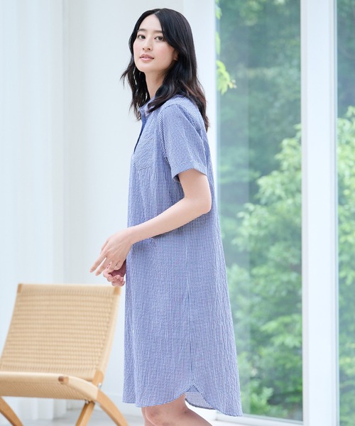 Arnold Palmer（アーノルドパーマー）の「ギンガムチェック シャツワンピース（シャツワンピース・レディース・グリーン/ブラック/ネイビー・S/M/L）」の3枚目の写真