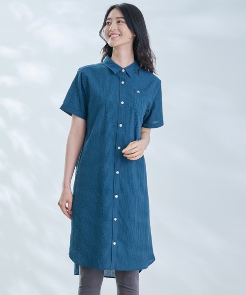 Arnold Palmer（アーノルドパーマー）の「ギンガムチェック シャツワンピース（シャツワンピース・レディース・グリーン/ブラック/ネイビー・S/M/L）」の2枚目の写真