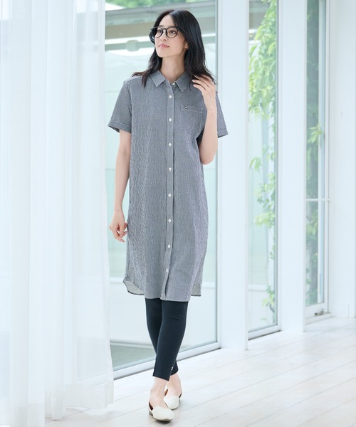 Arnold Palmer（アーノルドパーマー）の「ギンガムチェック シャツワンピース（シャツワンピース・レディース・グリーン/ブラック/ネイビー・S/M/L）」の5枚目の写真