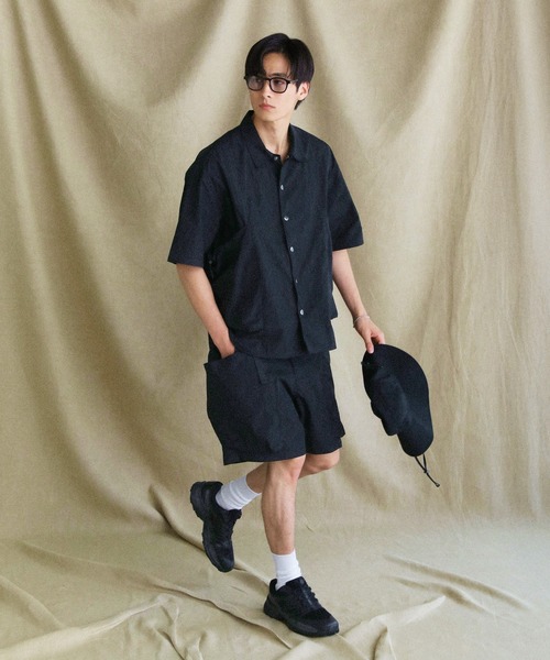 VERON(ヴァロン)の「コットンナイロンキャンバスサイドコードビッグマルチポケットハーフスリーブシャツジャケット セットアップ対応(シャツ/ブラウス・メンズ・ブラック/オリーブ/ベージュ・L/M)」の12枚目の写真