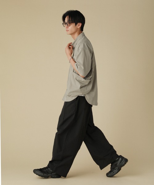 VERON(ヴァロン)の「コットンナイロンキャンバスサイドコードビッグマルチポケットハーフスリーブシャツジャケット セットアップ対応(シャツ/ブラウス・メンズ・ブラック/オリーブ/ベージュ・L/M)」の21枚目の写真