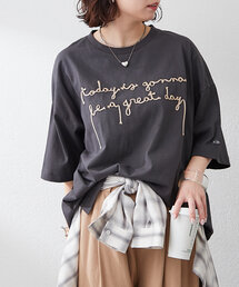 NUNIFE（ユニフィー）の「【NUNIFE】コード刺繍BIGTシャツ（Tシャツ/カットソー・レディース）」