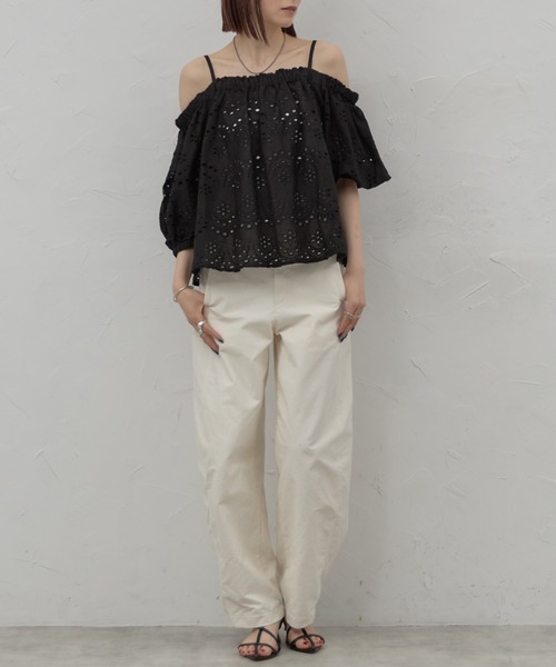 tシャツ インドレース（インド綿）オフショルトップス レディース セール】インドレース（インド綿）オフショルトップス（Tシャツ