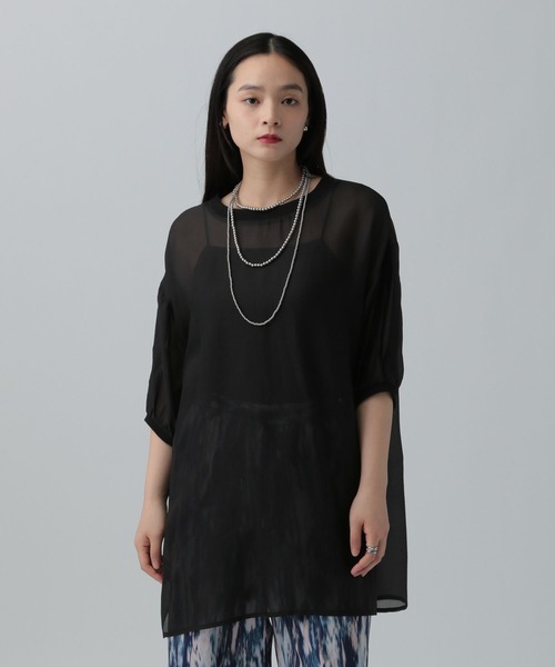 LEPSIM（レプシィム）の「シアーリブチュニックワンピース　452355（チュニック・レディース・アイボリー/ブラック/ブラウン・FREE）」の2枚目の写真