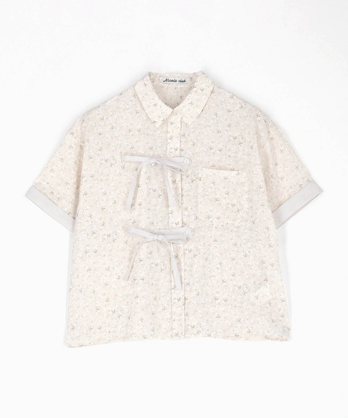 NICOLE CLUB(ニコル クラブ)の「フロントリボンブラウス(シャツ/ブラウス・レディース・ブラック/ベージュ/グリーン・MEDIUM)」の4枚目の写真