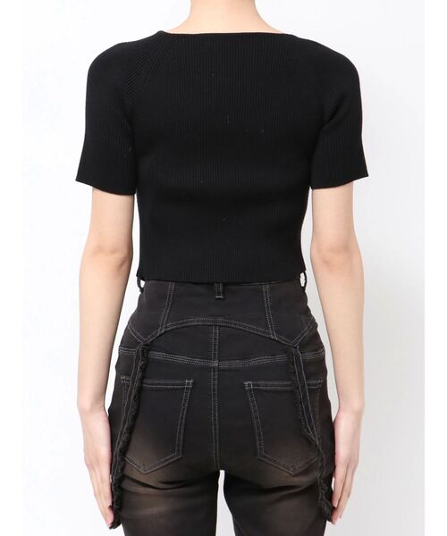 EMODA(エモダ)の「スキンラインショートスリーブニット(ニット/セーター・レディース・ピンク/アイボリー/ブラック/グレー・FREE)」の8枚目の写真