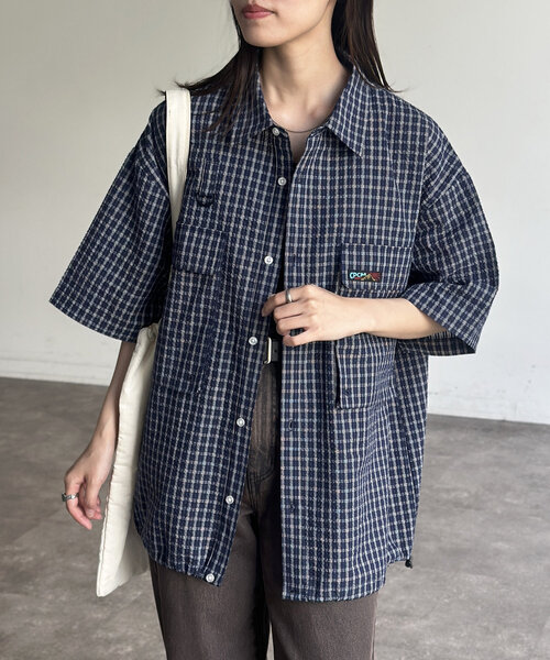 CPCM 半袖チェックフィッシングシャツ ブルー 半袖チェックフィッシングシャツ（シャツ/ブラウス）｜CPCM