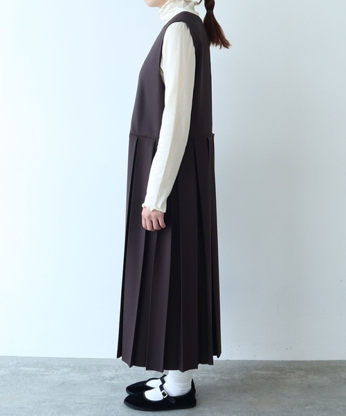bulle de savon（ビュルデサボン）の「△2/60 サキソニー プリーツワンピース（ワンピース・レディース・ダークブラウン/ブラック・FREE）」の18枚目の写真