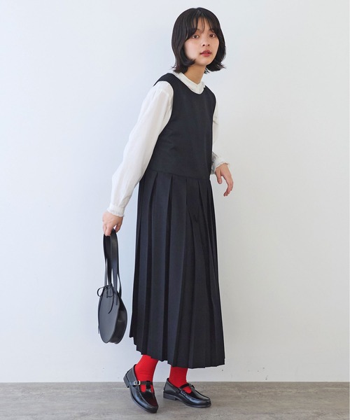 bulle de savon（ビュルデサボン）の「△2/60 サキソニー プリーツワンピース（ワンピース・レディース・ダークブラウン/ブラック・FREE）」の12枚目の写真