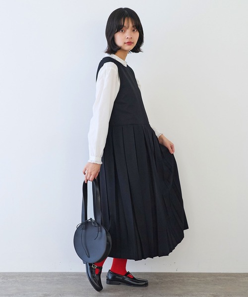 bulle de savon（ビュルデサボン）の「△2/60 サキソニー プリーツワンピース（ワンピース・レディース・ダークブラウン/ブラック・FREE）」の13枚目の写真