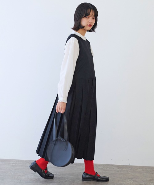 bulle de savon（ビュルデサボン）の「△2/60 サキソニー プリーツワンピース（ワンピース・レディース・ダークブラウン/ブラック・FREE）」の14枚目の写真