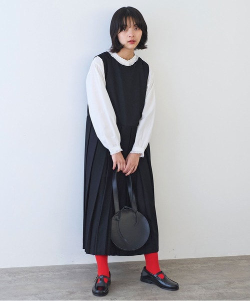 bulle de savon（ビュルデサボン）の「△2/60 サキソニー プリーツワンピース（ワンピース・レディース・ダークブラウン/ブラック・FREE）」の10枚目の写真