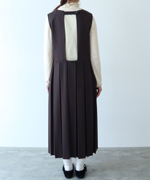 bulle de savon（ビュルデサボン）の「△2/60 サキソニー プリーツワンピース（ワンピース・レディース・ダークブラウン/ブラック・FREE）」の19枚目の写真