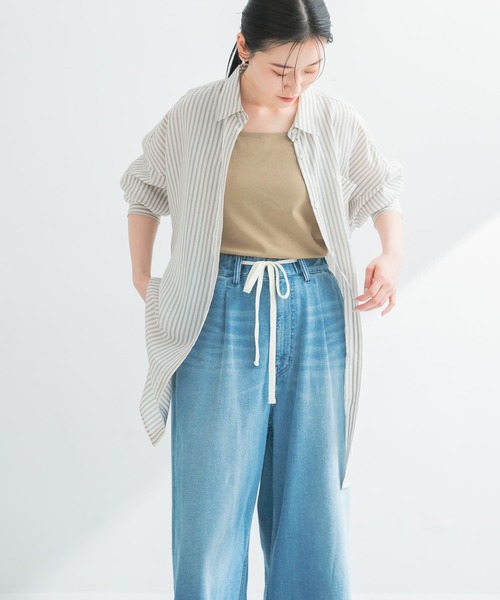 URBAN RESEARCH（アーバンリサーチ）の「new basic　レーヨンシルクストライプオーバーシャツ（シャツ/ブラウス・レディース・ブラック系その他/レッド系その他・FREE）」の3枚目の写真