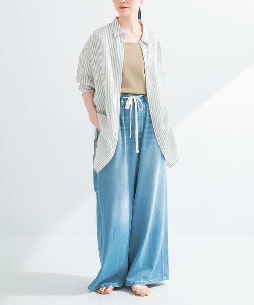 URBAN RESEARCH（アーバンリサーチ）の「new basic　レーヨンシルクストライプオーバーシャツ（シャツ/ブラウス・レディース・ブラック系その他/レッド系その他・FREE）」の6枚目の写真