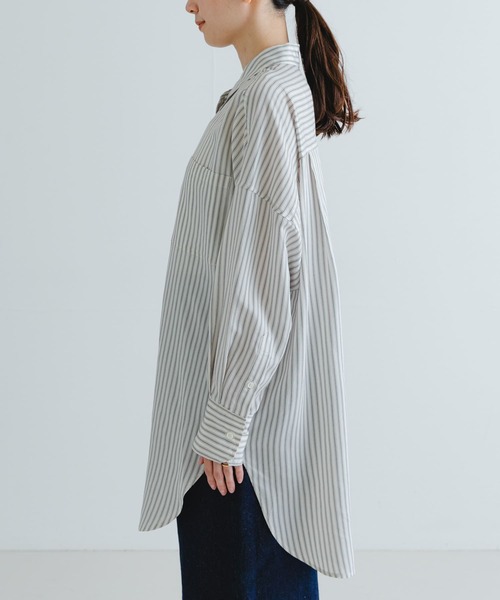 URBAN RESEARCH（アーバンリサーチ）の「new basic　レーヨンシルクストライプオーバーシャツ（シャツ/ブラウス・レディース・ブラック系その他/レッド系その他・FREE）」の10枚目の写真