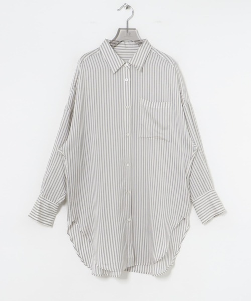 URBAN RESEARCH（アーバンリサーチ）の「new basic　レーヨンシルクストライプオーバーシャツ（シャツ/ブラウス・レディース・ブラック系その他/レッド系その他・FREE）」の12枚目の写真