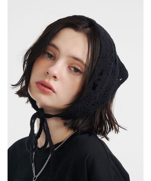 jouetie（ジュエティ）の「クロシェニットバブーシュカ（その他ヘアアクセサリー・レディース・アイボリー/ブラック・FREE）」の6枚目の写真