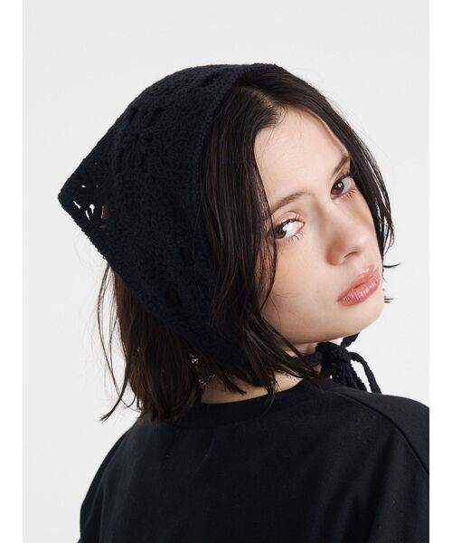 jouetie（ジュエティ）の「クロシェニットバブーシュカ（その他ヘアアクセサリー・レディース・アイボリー/ブラック・FREE）」の7枚目の写真