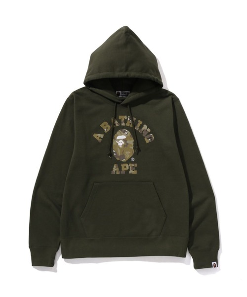 A BATHING APE(アベイシングエイプ)の「BITMAP COLLEGE PULLOVER HOODIE(パーカー・メンズ・オリーブ/ホワイト・LARGE/X-LARGE)」の1枚目の写真