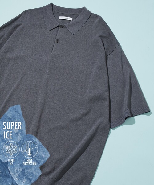 FREAK'S STORE（フリークスストア）の「SUPER ICE KNIT POLO SHIRT/スーパーアイス ショートスリーブ ポロネック ニット（ポロシャツ・メンズ・チャコール/ブラウン/ブラック/ブルー・LARGE/MEDIUM）」の4枚目の写真