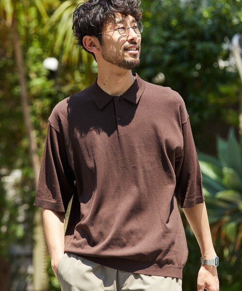 FREAK'S STORE（フリークスストア）の「SUPER ICE KNIT POLO SHIRT/スーパーアイス ショートスリーブ ポロネック ニット（ポロシャツ・メンズ・チャコール/ブラウン/ブラック/ブルー・LARGE/MEDIUM）」の22枚目の写真