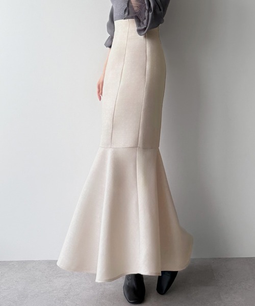 mipiarl(ミピアール)の「ハイウエストレースアップツイードマーメイドスカート(スカート・レディース・アイボリー/ブラック/チャコール・SMALL/LARGE/MEDIUM)」の4枚目の写真