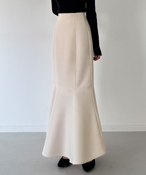 mipiarl(ミピアール)の「ハイウエストレースアップツイードマーメイドスカート(スカート・レディース・アイボリー/ブラック/チャコール・SMALL/LARGE/MEDIUM)」の6枚目の写真