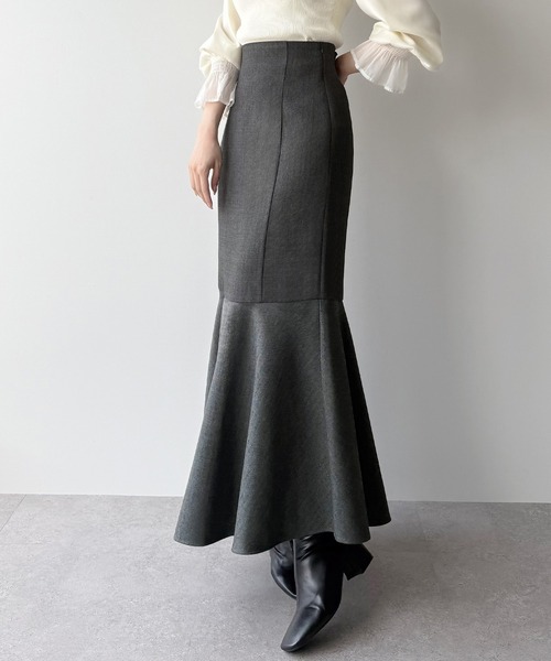 mipiarl(ミピアール)の「ハイウエストレースアップツイードマーメイドスカート(スカート・レディース・アイボリー/ブラック/チャコール・SMALL/LARGE/MEDIUM)」の16枚目の写真