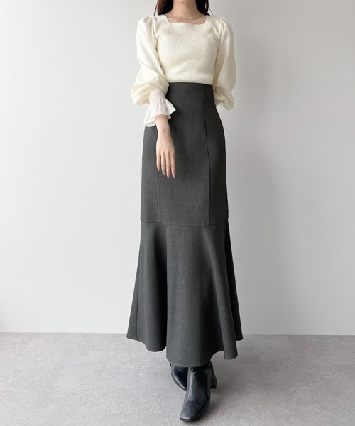 mipiarl(ミピアール)の「ハイウエストレースアップツイードマーメイドスカート(スカート・レディース・アイボリー/ブラック/チャコール・SMALL/LARGE/MEDIUM)」の22枚目の写真