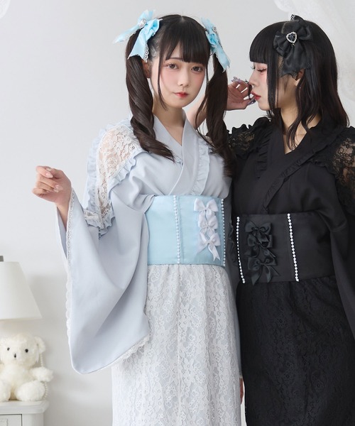 夢展望 dearmylove 肩レースフリル浴衣 サックスブルー 帯付き M 肩レースフリル浴衣 – レディースファッション通販の夢展望【公式】