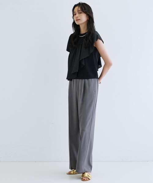 GALLEST（ギャレスト）の「サッシュフリルTシャツ（Tシャツ/カットソー・レディース・ブラック/ホワイト・38）」の3枚目の写真