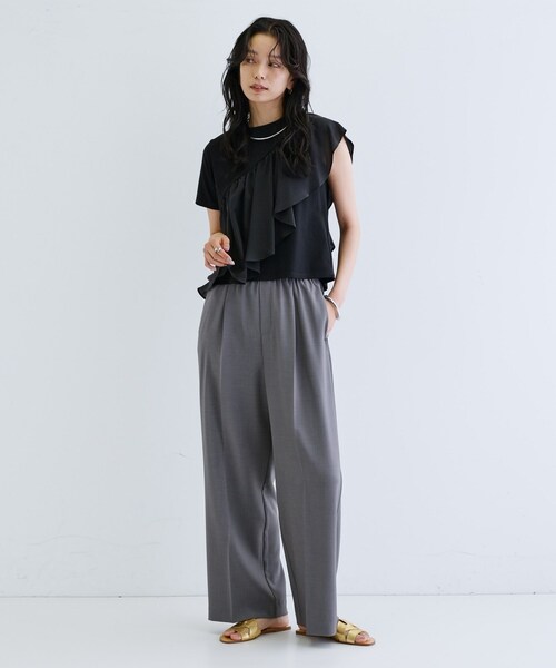 GALLEST（ギャレスト）の「サッシュフリルTシャツ（Tシャツ/カットソー・レディース・ブラック/ホワイト・38）」の4枚目の写真