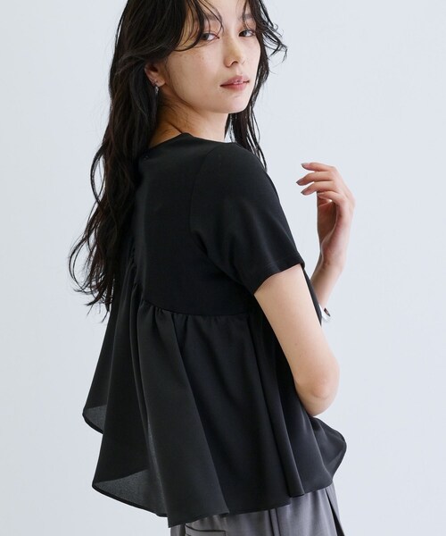 GALLEST（ギャレスト）の「サッシュフリルTシャツ（Tシャツ/カットソー・レディース・ブラック/ホワイト・38）」の7枚目の写真