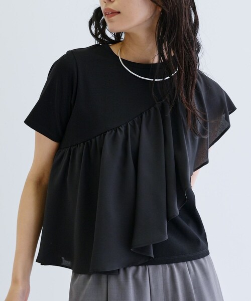 GALLEST（ギャレスト）の「サッシュフリルTシャツ（Tシャツ/カットソー・レディース・ブラック/ホワイト・38）」の8枚目の写真