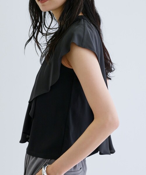 GALLEST（ギャレスト）の「サッシュフリルTシャツ（Tシャツ/カットソー・レディース・ブラック/ホワイト・38）」の10枚目の写真